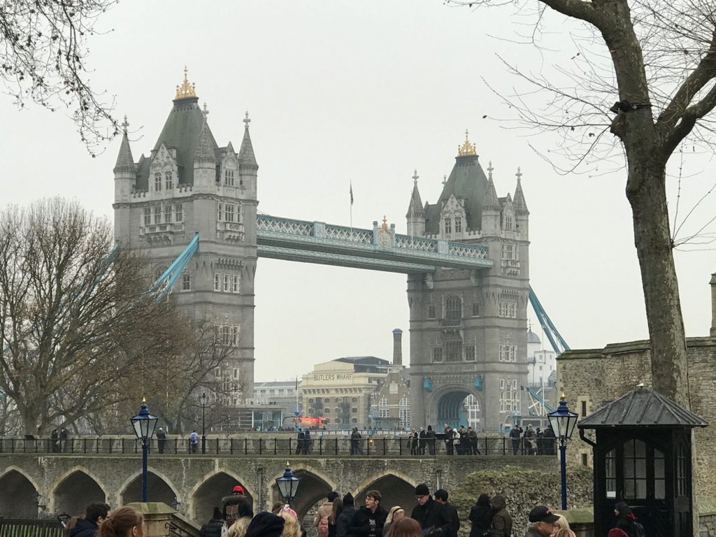 View of the Tower Bridge from the Tower of London. Dec. 2016.