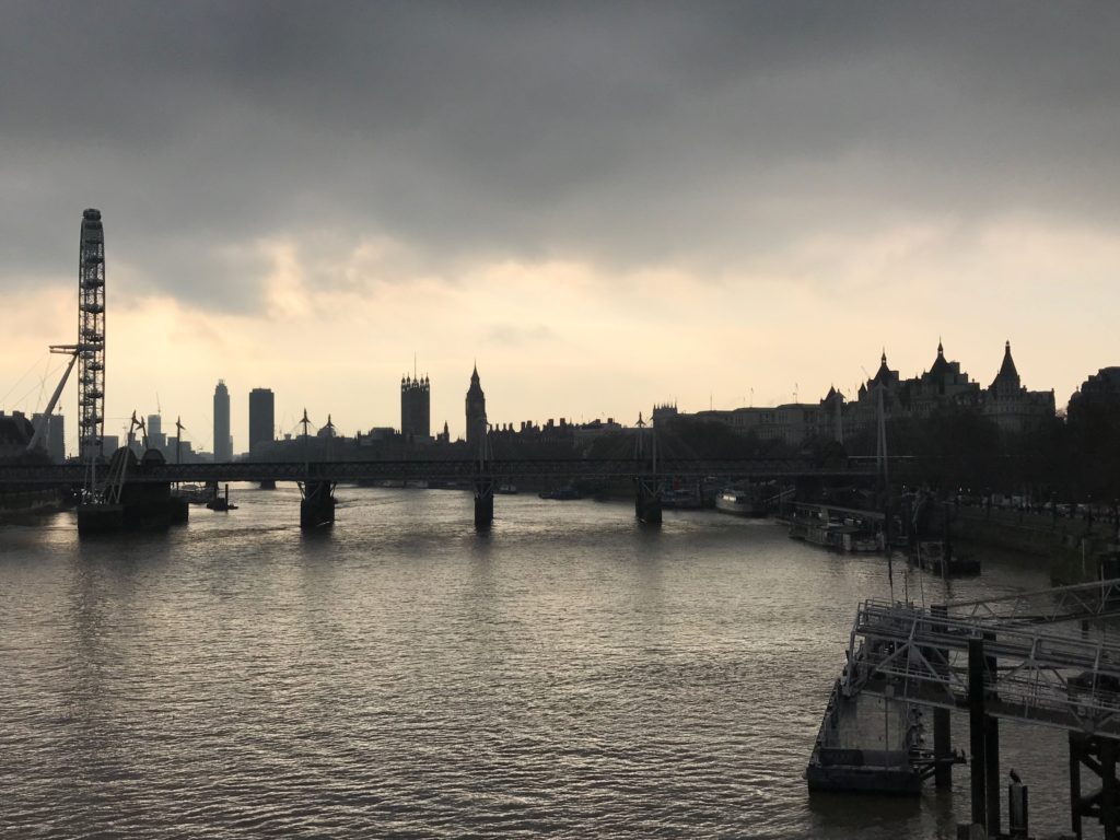 View of London from the Waterloo Bridge. Dec. 2016.