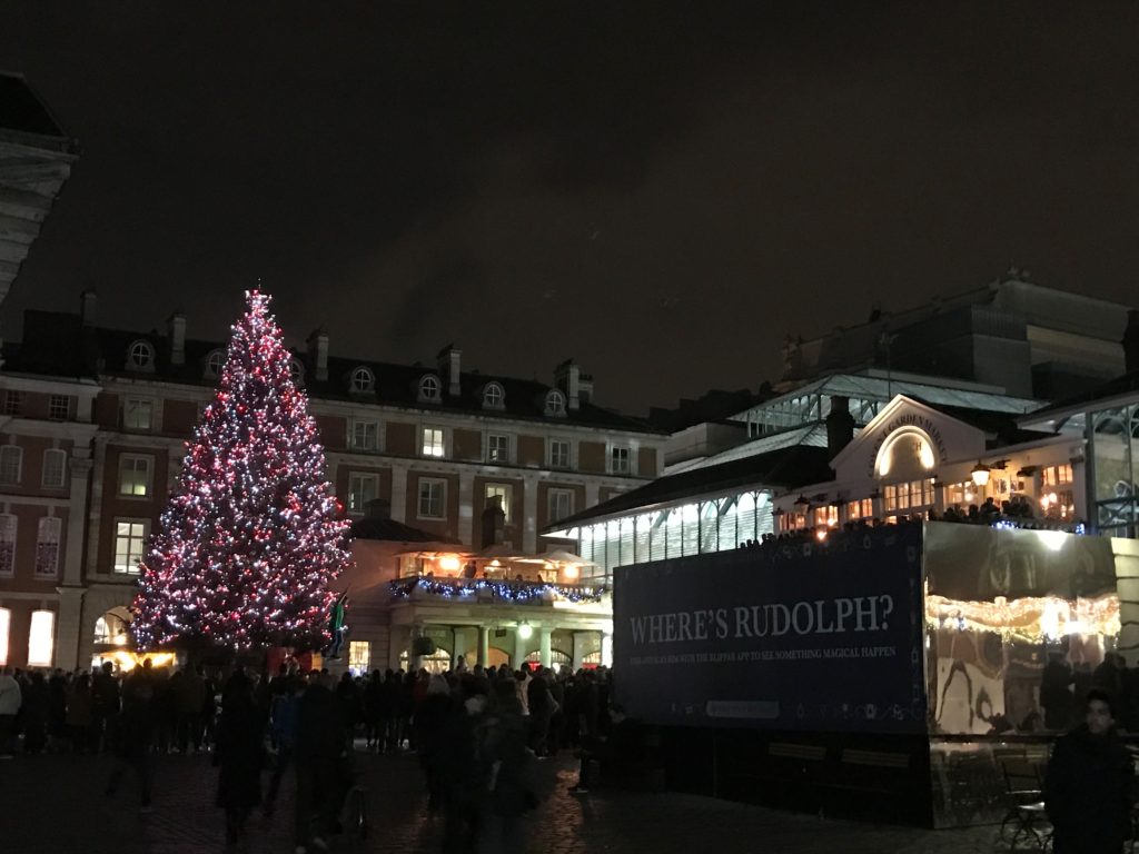 Square at Covent Garden. The entertainment on the square was a guy in a very tall unicycle. London, Dec. 2016.