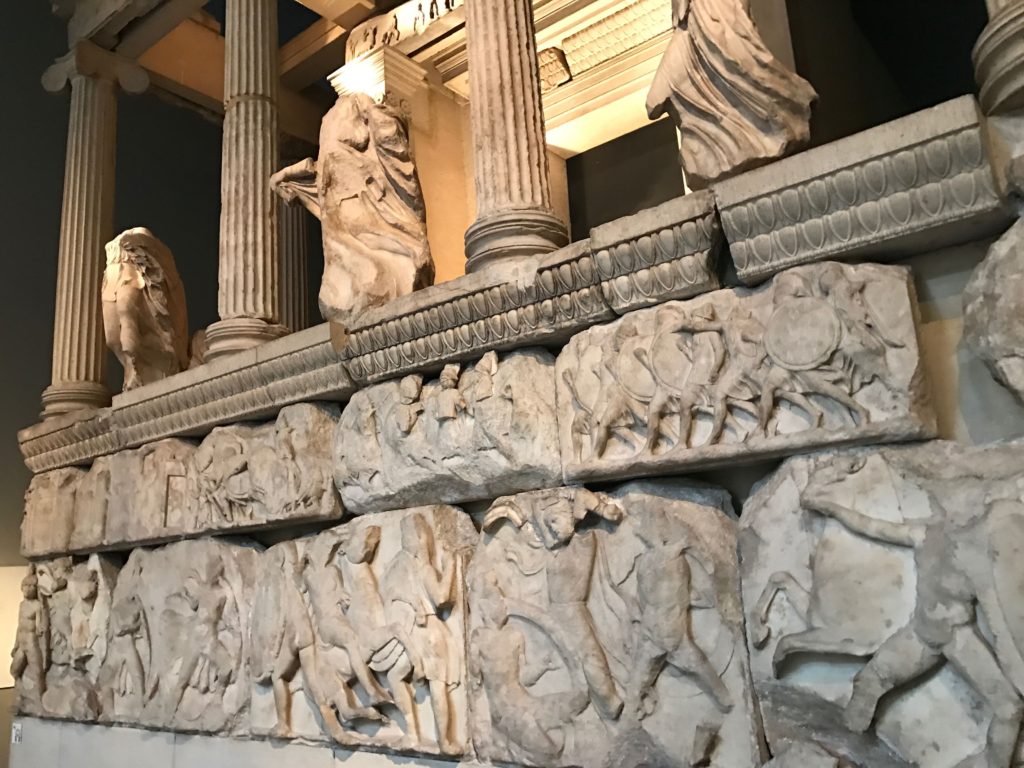 Ancient Lykian Temple from Turkey. Built as a monument to the Nereids. British Museum, London, Dec. 2016.