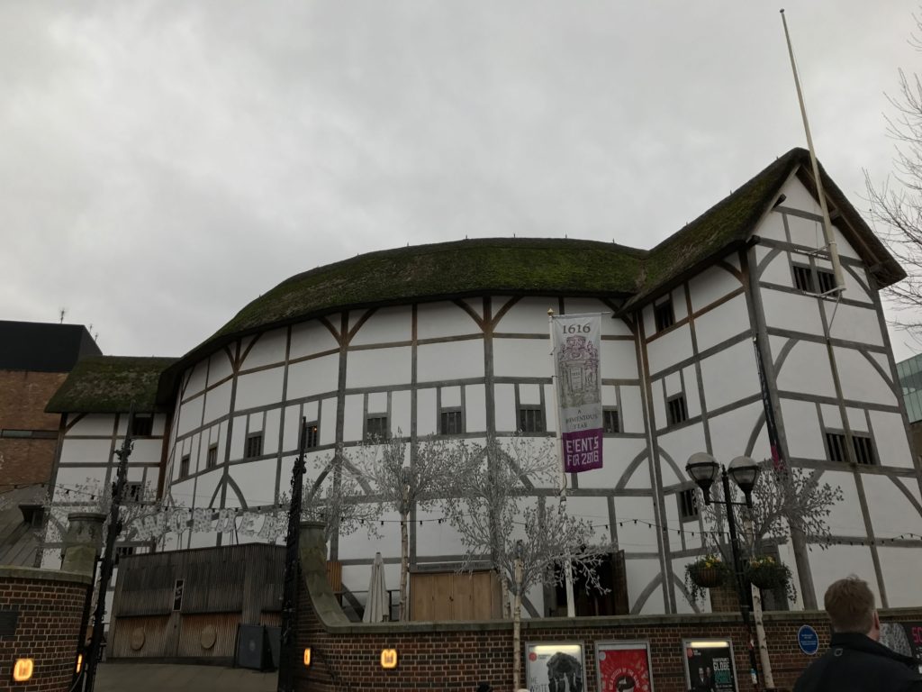 Exterior of The Globe Theater, London, Dec. 2016.