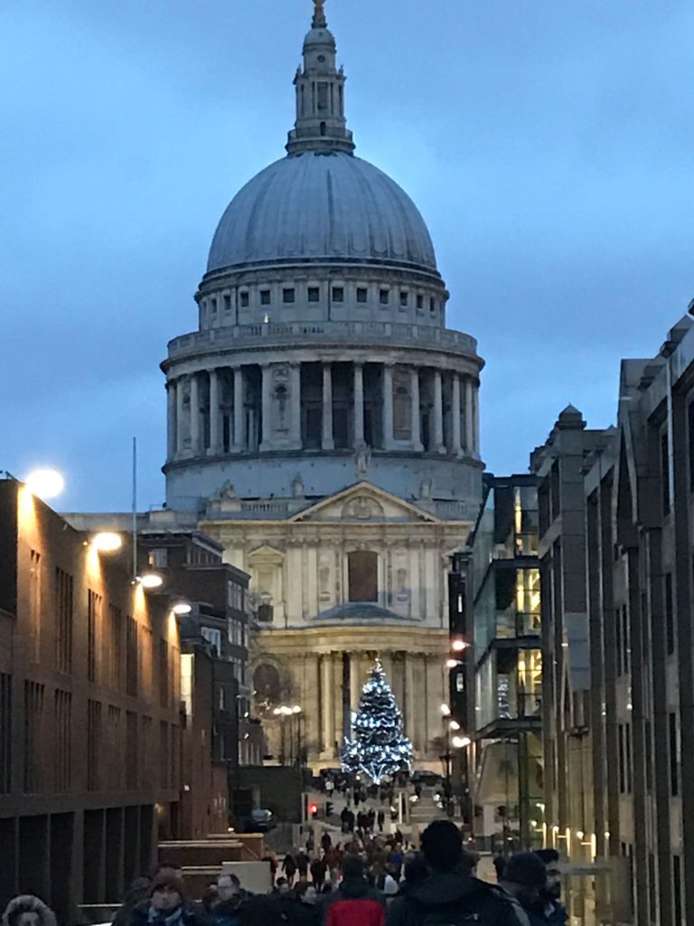 Walking up Peter's Hill from the Millennium Bridge to St. Paul's Cathedral. London, Dec. 2016