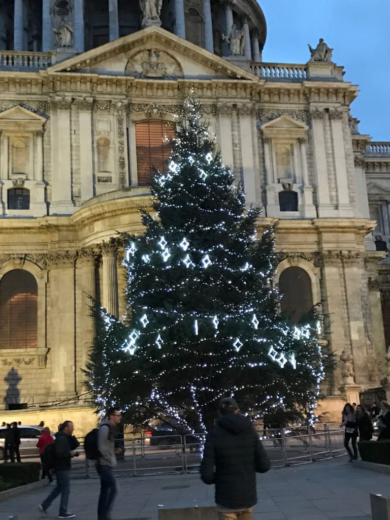 Christmas Tree on Peter's Hill outside St. Paul's Cathedral. London, Dec. 2016.